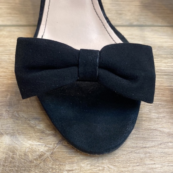Barneys NY | Camoscio | Black Suede Bow Sandal Heels Classic Coquette Soft Girl - Picture 4 of 16